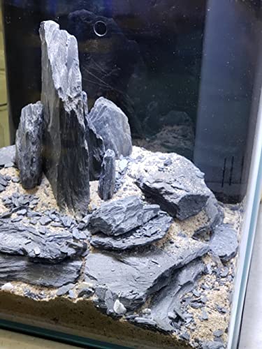 Natural Slate Stone 5 to 7 Inches - USA Sourced and Packaged for Aquascaping Aquariums, Terrariums, Paludariums, Reptile Enclosures, and Gardens (10lbs) - size: 10 lbs