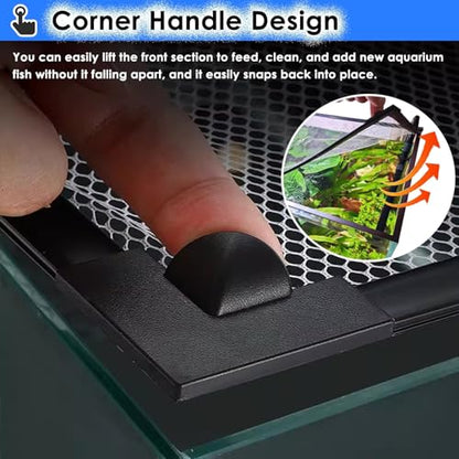 LZMZMQ Mesh Terrarium Lid Aquarium Hood, DIY Fish Tank Top Cover/Anti-Jumping Net with Magnetic Edges, Square Ventilation Opening Screen Netting, Cut to Size(L15.7xW11.8in/40x30cm) - size: L15.7xW11.8in/40x30cm