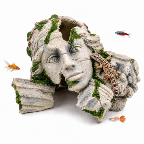 Mechpia Aquarium Hideout Cave Large, Reptile Cave, Fish Tank Decorations Ornament Accessories for Breeding Betta Reptile Leopard Gecko