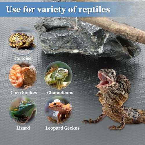 Reptile Mat, Reptile Carpet, EVA Reptile Liner, Waterproof Terrarium Mat, Leopard Gecko Reptile Mat, Lizard Tortoise Tank Accessories, Grey, 78.74" L x 17.52" W