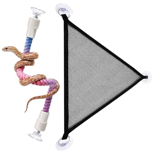 2PCS Snake Enrichment for Reptiles, Reptile Hammock, Two Piece Snake Hammock Set with Suction Cup and Small Size, Snake Hammock for Terrarium, Snake Enrichment with Cotton Rope and Suction Cup, Snake