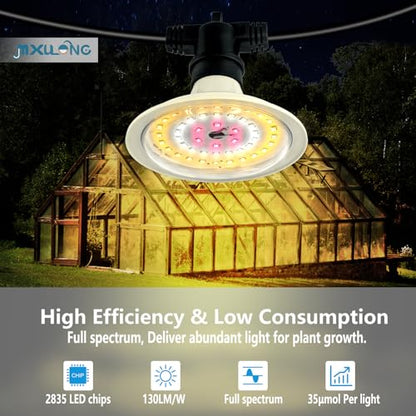 Outdoor LED Grow Lights, Waterproof String Grow Light, Full Spectrum Plant Growing Lights with 22Ft Adjustable Cord 6 Lights - size: 6 Lights(22FT)