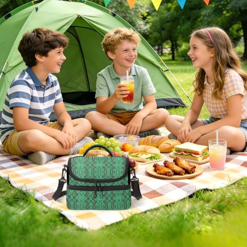 Emelivor Snake Insulated Lunch Bag Container Tote for Men | 8L Double Deck,Large Lunch Box with Shoulder Strap,Thermal Meal Prep Cooler,Suitable for School Work Picnic Office Travel
