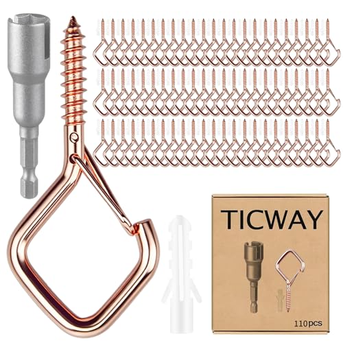 110 PCS Q-Hanger Hooks for String Lights, Ceiling Hangers for Plants & Wind Chimes, Christmas Decorations Outdoor Hooks Rose Gold - color: Rose Gold, size: 110