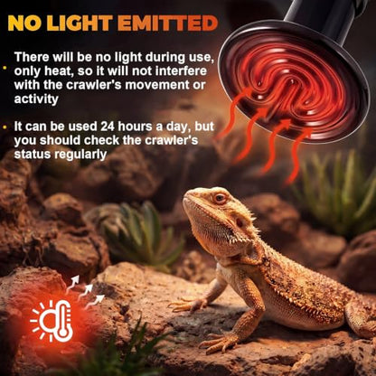 4 Pack 100W Ceramic Heat Emitter, No Light Reptile Heat Lamp Bulb E26 Base for Reptiles, Amphibians, Bearded Dragon, Lizard, Turtle, Snake, Chicken, Pet Brooder & Coop - style: 100W
