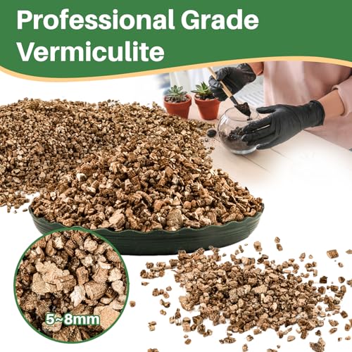 Sukh 16oz Organic Vermiculite for Plants - Gardening & Potting Supplies | Soil Amendment for Seed Starting, Indoor Potting, Gardening, Fine - Moisture Retention, Coarse - Aeration & Drainage - size: 5-8MM