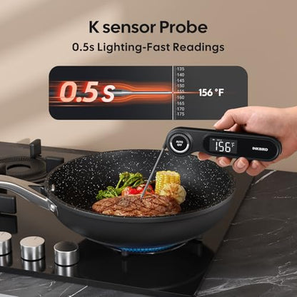 INKBIRD 0.5 Seconds Rechargeable Instant Read Meat Thermometer for Cooking | Waterproof Digital Grill Thermometer -58℉~572℉, Food Thermometer with VA LCD Backlit Magnet, Kitchen Candy Brewing