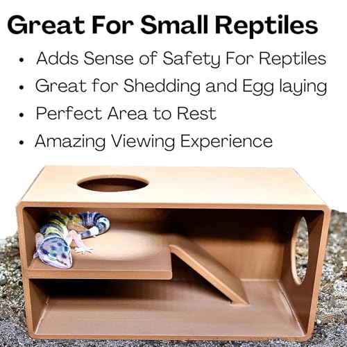 Reptile Amphibian Cave Against Glass Viewing Hide | Dig Box Enclosure Reptile Habitat Tank Enrichment | Snake Leopard Gecko Decoration Accessories Supplies Toys Ornaments