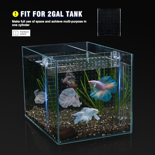 Acrylic Fish Tank Divider,2 Gallon Tank Divider,Adjustment Clear Fish Tank Separator Set with Suction Cups (2gal) - size: 6''x8''(2gal)