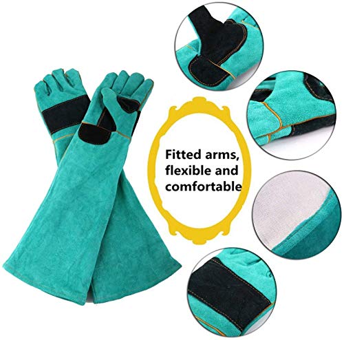 AOWPFVV Animal Handling Gloves Bite Proof for Dogs,Cats, 23.6in Large | Falconry,Birds,Snake,Reptile,Vets, Groomers & Animal Control - color: Light Green Size Large 23.6in