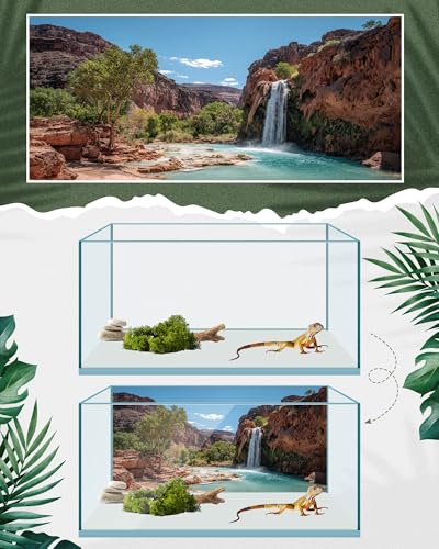 4 Pcs 48 x 18'' Reptile Tank Background 40/55/75 Gallon Bearded Dragon Terrarium Background Decor Polyester Reptile Tank Accessories for Leopard Gecko, Crested Gecko, Tortoises - size: 48 x 18 Inch