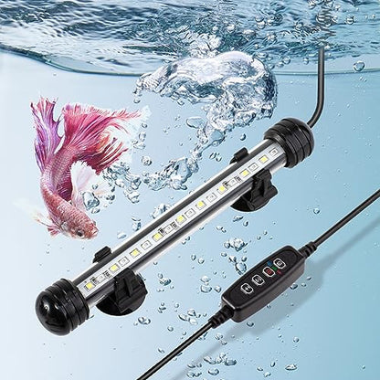 DaToo 4W 7.5inch Submersible Aquarium Light Underwater Fish Tank Light LED Aquarium Light Bar with Timer Auto On/Off and Dimmer Adjustable Brightness, 1 Yr Warranty - size: 4W 7.5inch (With Timer&Dimmer)