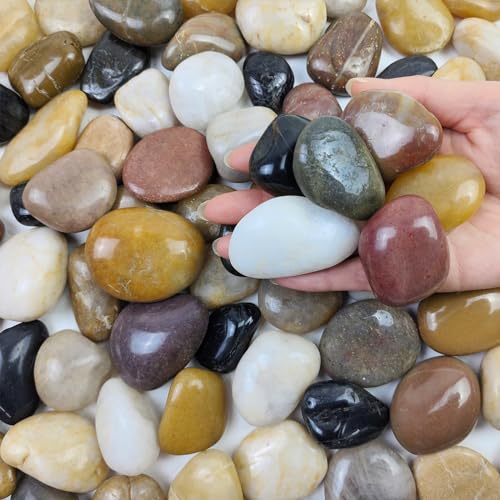 FANTIAN 5 lbs River Rocks Pebbles for Indoor Plants, Decorative Mixed Color River Rocks for Potted Plants Landscaping Fish Tank Patio Garden Vase Fountain and Outdoor Decorative Stones - size: 1-2 Inch, style: 5 Pounds