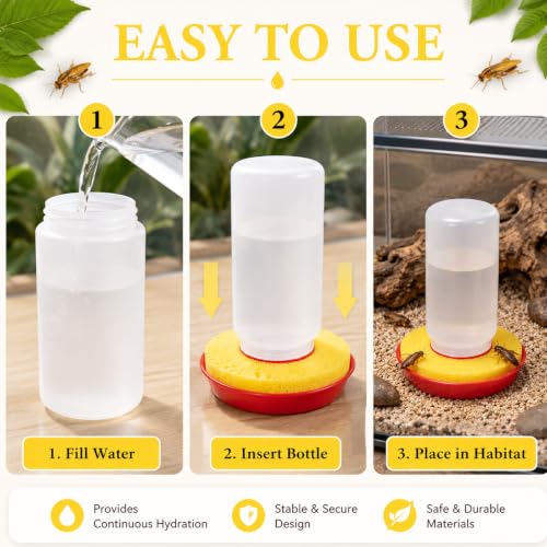 Auto Cricket Waterer Kit Insect Water Feeder with 6 Pcs Circular Sponge Insect Water Dispenser for Feeder Insects Cricket Spider Ant Tarantula