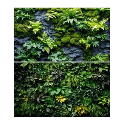 2 Packs Rock Wall Reptile Tank Background Lush Green Tropical Leaves Aquarium Background Nature's Embrace Tropical Green Plants Fish Tank Backgrounds Moss Wall Reptile Enclosure Backgrounds 30x12in - color: Green, size: 30(W)x12(H)in