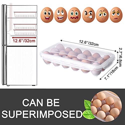 XBY-US 2 Pack Covered Egg Holders For Refrigerator, Plastic Storage Container/ Deviled Egg Tray Carrier with Lid Fits 18X2 Eggs(36 Eggs) - style: A-18 Egg-2 Pack