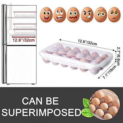 XBY-US 2 Pack Covered Egg Holders For Refrigerator, Plastic Storage Container/ Deviled Egg Tray Carrier with Lid Fits 18X2 Eggs(36 Eggs) - style: A-18 Egg-2 Pack