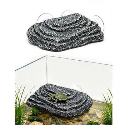 Turtle Basking Platform, Climbing Ramp Rock Turtle Dock for Aquarium | Turtle Tank Decor With 3 Suction Cups, Resting Terrace for Terrapins and Frogs - style: Faux Rock
