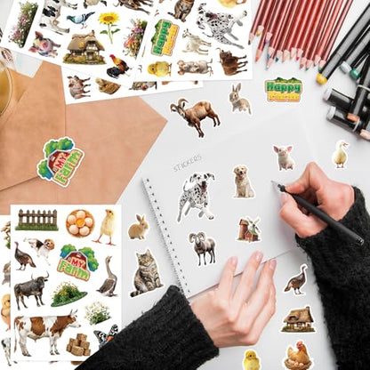 312Pcs Farm Animals Stickers, Cute Farm Barnyard Cow Sheep Horse Decorations Stickers for Scrapbooks Envelopes Cards Gifts Crafts Decor - style: Farm Animals