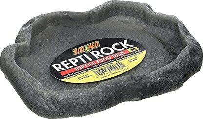 Zoo Med Reptile Rock Food Dish, Medium, 7.25"l x 6"w x 0.75"h, Colors may vary Black - size: Medium (7.25"l x 6"w x 0.75"h)