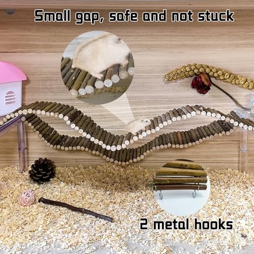 2-Pack Rat Bendy Long Suspension Bridges 19.7 x 2.7 Inch Hamster Climbing Ladder Flexible Wooden Bridge for Dwarf Hamster Sugar Glider Rodents Mouse - size: 2PCS 19.7x2.7in