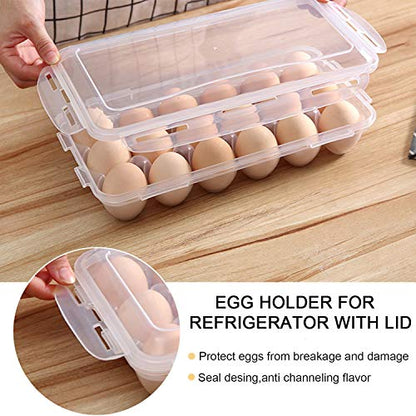 XBY-US 4 Pack Covered Egg Holders,Egg Holder For Refrigerator,travel egg Storage Container,Plastic Refrigerator Egg Trays,camping egg box,Deviled Egg Tray Carrier with Lid Fits 18X4 Eggs(72 Eggs) - style: A-18 Egg-4 Pack