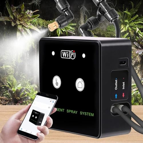 WiFi Terrarium Misting System, 360° Rotating Spray Nozzle with Timed Control, Automatic Humidifier Kit Rainforest Plant Reptile, USB Powered(3 nozzle) - size: 3 nozzle
