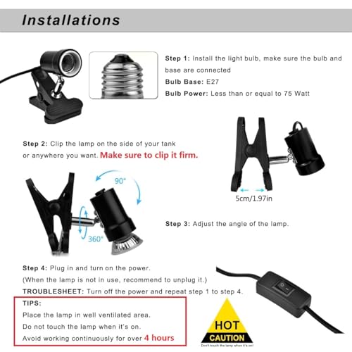 Smart Heat Lamp for Reptiles with Auto Timer (2/4/8 Hours) 50W UVA UVB Light Bulb, Dimmable Basking Spot Light, Pet Heating Lamp for Turtle, Lizard, Snake, Beared Dragon, Bird Cage