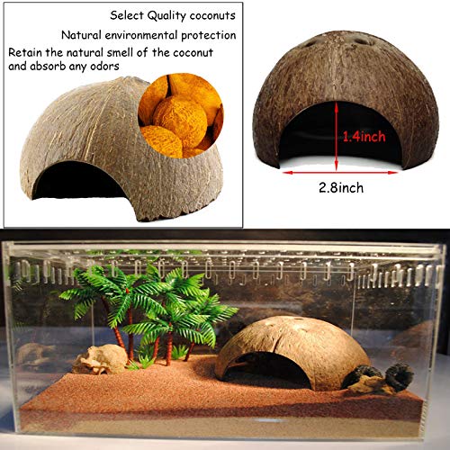 kathson 6PCS Lizard Habitat Decor,Leopard Gecko Hideout Coconut Shell Hole Hut,Bearded Dragon Bendable Climbing Vines,Reptile Hanging Plants Tank Accessories for Chameleon,Snake,Iguana,Turtle - size: 6PCS