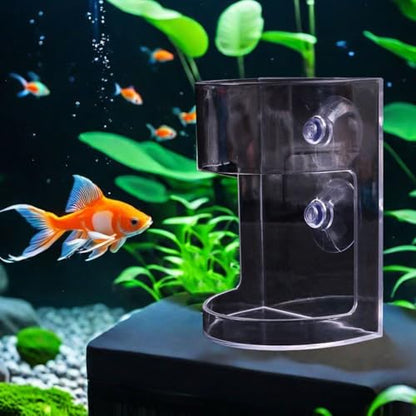 Floating Corner Feeder for Aquariums – 2-Pack 3.9″ × 2.8″ Clear Acrylic Feeding Station with Double Suction Cups, Keeps Flake & Pellet Food Contained for Fish, Koi & Turtles