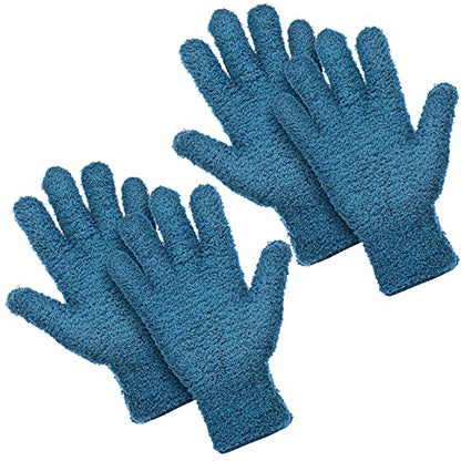 Patelai 2 Pairs Microfiber Gloves for plants Dusting Cleaning Glove Mittens House Cars Blinds Dusting(Blue,Large) - color: Blue, size: Large (2 Pairs)