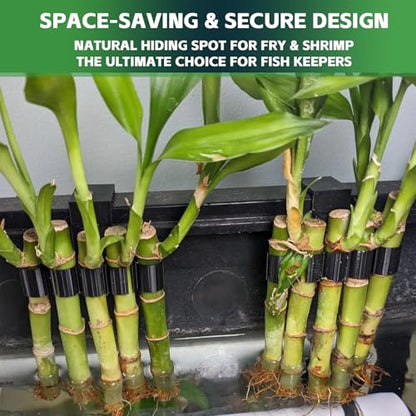4-Pack Aquarium Plant Holder for 75 Gallon Rimmed Tanks | Bamboo Clip with 5 Elastic Holes to Secure Bamboo Stalks or Other Plants for Emersed Aquaponic Cultivation & Fish Tank Decor