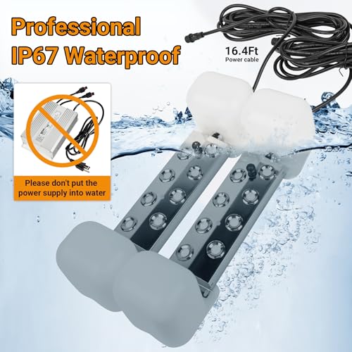 Ultrasonic Mist Maker Fogger 16 Heads, 13000ml/H Ultrasonic Mister | 600W & IP67 Waterproof Power Supply, with 2 Floats & 16 Atomizer Heads Replacements for Fountain Pond, Halloween - size: 16 Heads