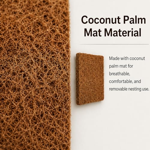 Natural Coconut Fiber Mat, Eco-Friendly Nesting Pad for Chicken Coop, Bird Cage and Reptile Habitat, Breathable & Moisture-Wicking Bedding Liner, Easy to Trim and Clean (9.8'' x 9.8'') - size: 9.8'' x 9.8''