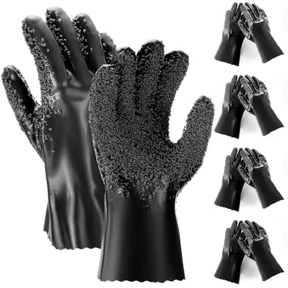 Teenyyou 4 Pairs Sewer Snake Gloves Non Slip and Reusable PVC Sewer Abrasion Resistant Drain Cleaning Waterproof Safety Plumbing Snake Gloves for Men Women Plumber Tools (Black,Regular) - color: Black, size: Standard
