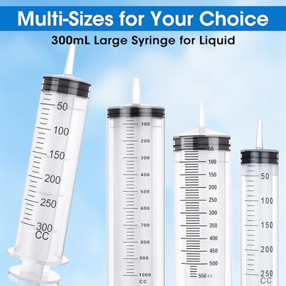 300mL Large Syringe for Liquid- Large Plastic Syringe with Tip Adapter for Scientific Labs, Oil Transfer, Plant Watering & Refilling - style: 300 ml