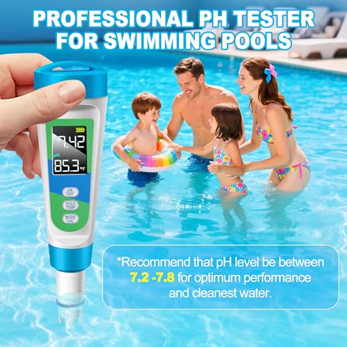 KingSom Pool Salt Tester,Digital Salt Water Pool Tester & PH Tester for Aquarium,High Accuracy Digital Salinity Tester,5 in 1 Salinity PH Temp EC TDS Meter,Pool Water Tester for Swimming Pool Hot Tub