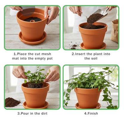 15 Pcs Drainage Mesh for Plant Pots, Mesh for Plants | 12 x 8 Inch Plastic Screen Meshs Pads, Prevents Soil Leakage (Black)