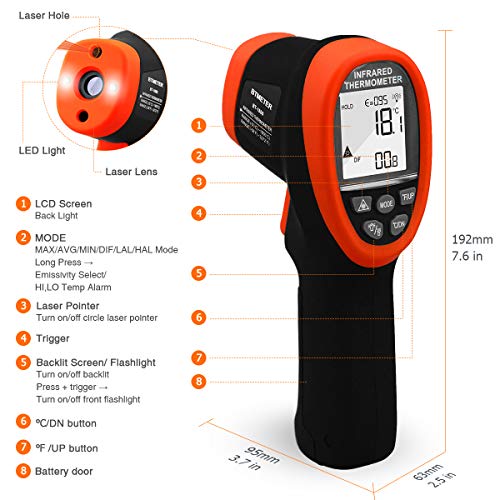 BT-1800 Non Contact Pyrometer High Temperature Infrared Thermometer Gun -58°F ~3272°F (-50~1800℃) DS 50:1 for Metal Melting Furnace Forge Kiln Tempe Tester (Not Accurate for Human Temp) - color: BT-1800 Blue (-58°F ~3272°F)