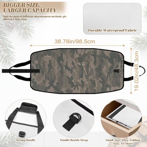 Snake Scale Camo Print Wood Carrying Bag for Firewood | Foldable Design, Adjustable Buckle Straps, Ideal for Indoor Stoves, Bonfires and Long RV Road Trips - color: Green Snake Scale Camo Print