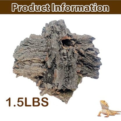 Reptile Cork Bark Substrate,1.5 LB Natural Tree Bark for Terrarium Wood Gecko Climbing Bark Bedding Bulk Habitat Decor for Bearded Dragon Spider Lizard Tarantula Hermit Crab - size: 【1.5 LB】