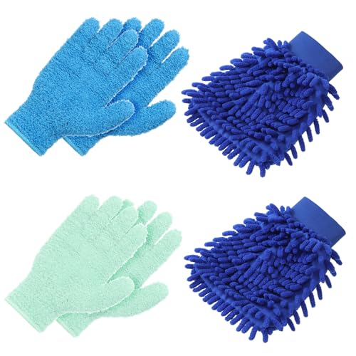 6 Pcs Microfiber Dusting Gloves, Plant Gloves Dusting Reusable Washable Plant Cleaning Glove for Plants, Cars, Blinds, Windows