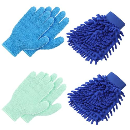 6 Pcs Microfiber Dusting Gloves, Plant Gloves Dusting Reusable Washable Plant Cleaning Glove for Plants, Cars, Blinds, Windows