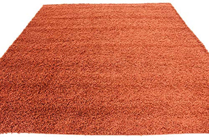 Unique Loom Solid Shag Collection Area Rug (8' Square, Terracotta) - color: Terracotta, size: 8' x 8' (Square)
