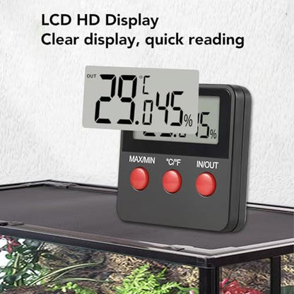 Temperature Humidity Meter, Digital Hygrometer with 2 External Probes Dual Display for Reptile Terrarium Incubator Aquarium