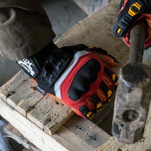 8032, Impact Gloves with Rubber Grip, Polycarbonate Knuckle - size: X-Large