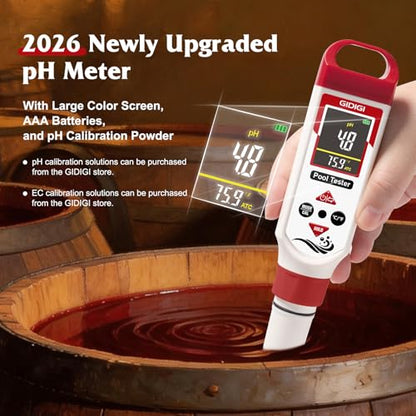 pH Meter Chlorine Tester Digital 7 in 1 Pool Water Tester Kit Salinity Tester for Saltwater Aquarium ORP Meter for Hydroponics Drinking Water Pool Water Tester pH and Chlorine for Pool Spa