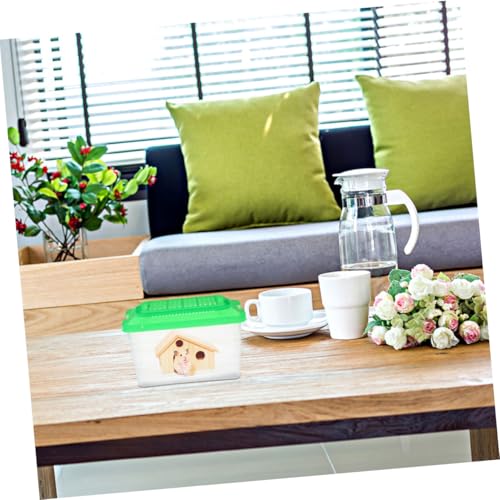 Healifty 2pcs Portable Small Pet Terrarium and Fish Tank with Lid, Plastic Tortoise Tank Breeding Case, Medium Size Handheld Reptile Feeding Container for Turtle Travel and Small Pets