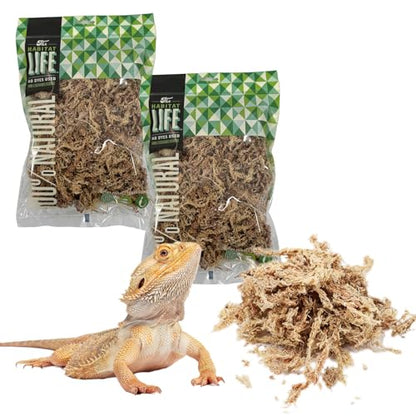 Sphagnum Moss for Terrarium Habitats, Small 2-Pack | Preserved Moss for Reptiles, Amphibians & Invertebrates Terrariums, Humidity Control, Soft, Dye-Free, Family Owned, USA Made - size: Small 2-pack, style: Sphagnum Moss
