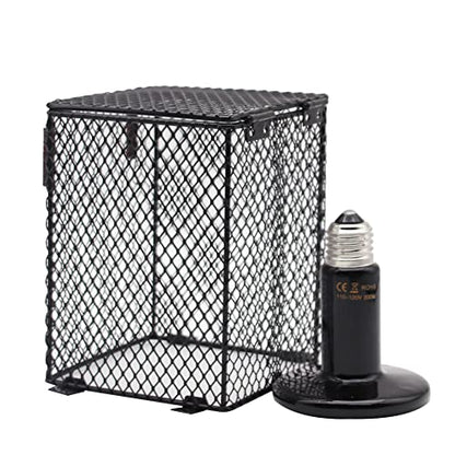 Reptile Lampshade Heating Lamp Shade 100W Ceramic Lamp & Cubiod Heater Guard Anti Scald for Lizards Spider and Amphibians Tortoises Gecko